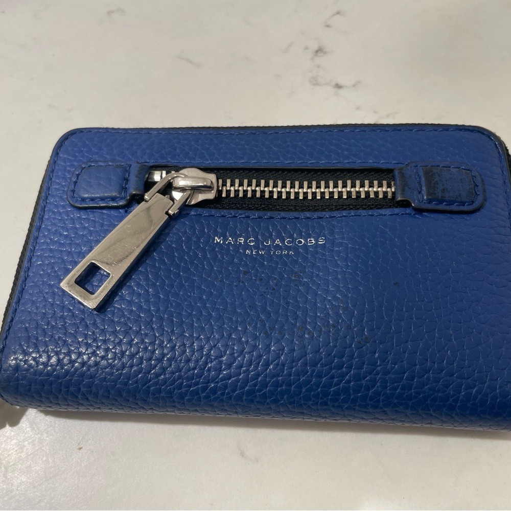 6in blue leather Marc Jacobs wallet/wristlet